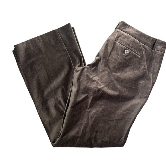 Women's Stretch Brown Velour Wide Leg Flare Dress Pants Size 6 Mid Rise Office - Picture 1 of 7